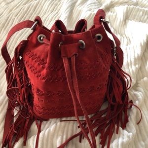 AEO suede/fabric fringed bag. No flaws.